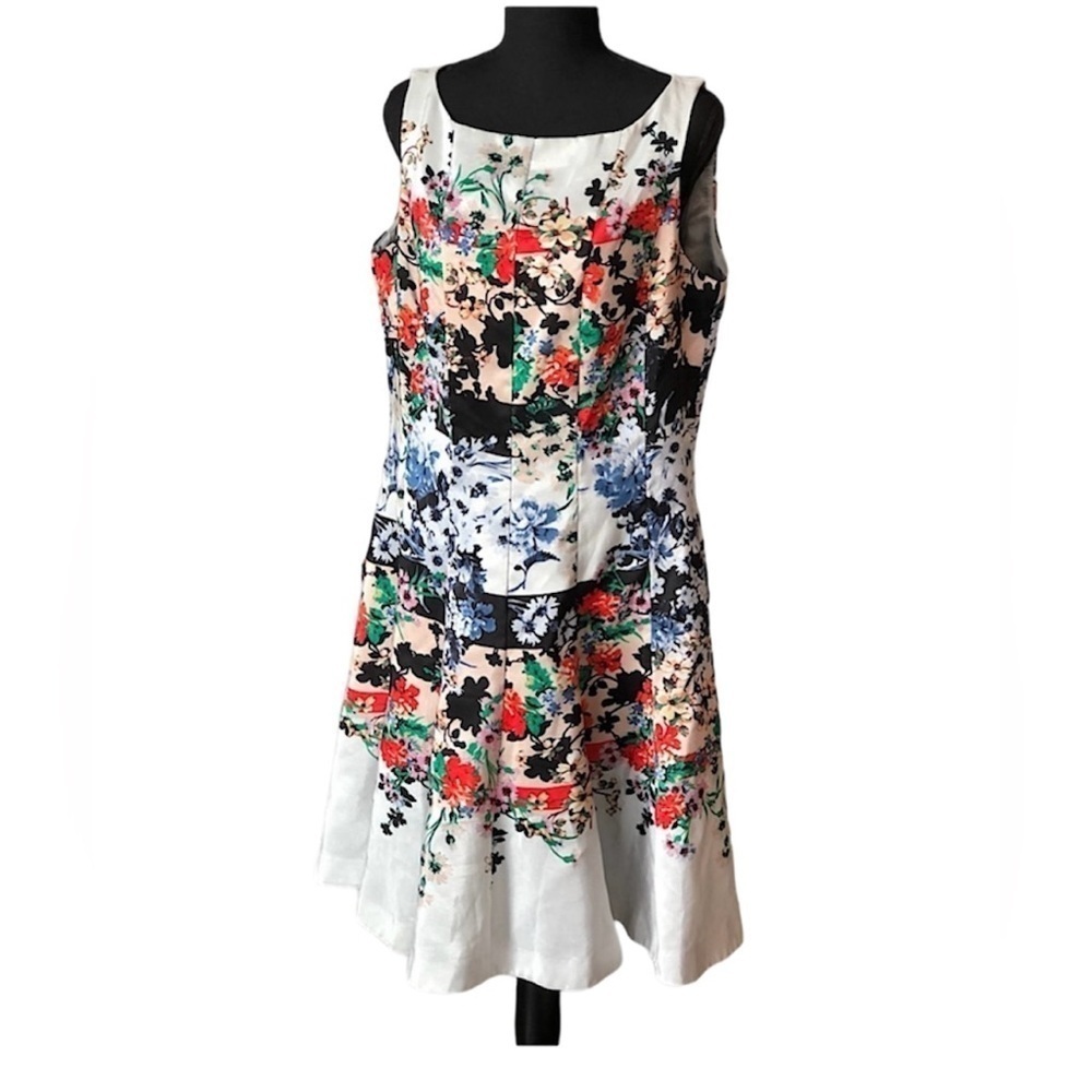 Gabby Skye Fit & Flare Floral Sleeveless Dress 16 Party Wedding Guest Shower